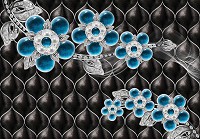 Флизелиновые фотообои Эксклюзивный дизайн синие цветы (12056V)+клей - вид 1 миниатюра