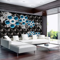 Флизелиновые фотообои Эксклюзивный дизайн синие цветы (12056V)+клей - вид 6 миниатюра