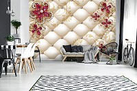 Флизелиновые фото обои узоры 3д цветы 460x300 см Эксклюзивный дизайн на бежевом фоне (12060V12) +клей