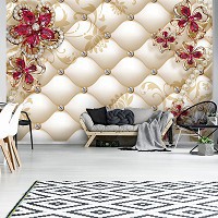 Флизелиновые фото обои с цветами 368x254 см Эксклюзивный дизайн на бежевом (12060V8)+клей