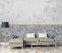 Флизелиновые фото обои 254x184 см цветы на сером фоне (12063V4)+клей