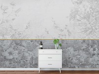 Флизелиновые фотообои на стену 416x254 см Цветы на сером фоне под бетон (12063VEXXXL) +клей