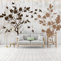 Флизелиновые фотообои природа 368 х 254 см Птицы над деревьями 12066V8+клей