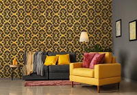 Флизелиновые фотообои под дерево 460x300 см Орнамент в коричнево желтой цветовой гамме (12094V12) +клей