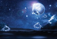 Флизелиновые фотообои звезды 460x300 см Пейзаж ночное небо и луна (12097V12) +клей - вид 1 миниатюра