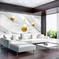 Флизелиновые 3D фотообои геометрия золотые шары (12098V)+клей