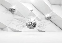 3d флизелиновые фотообои 416x254 см Абстракция серебряные шары на белом фоне (12099VEXXXL) +клей - вид 1 миниатюра