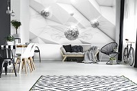 Флизелиновые 3D фотообои искусство 368х280 см Белая серая стена (12099V10)+клей