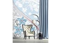 Флизелиновые фотообои в узкой прихожей 184x254 см Три цветка на светлом фоне (1209V4A)+клей