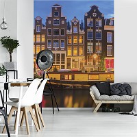 Флизелиновые фото обои город Амстердам на стену 184x254 см (12110V4A)+клей
