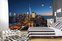 Флизелиновые фотообои ночь 3D 368x254 см Огни большого города 12111V8+клей