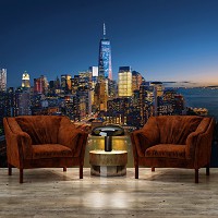 Флизелиновые 3д фотообои в спальню 460x300 см Огни большого ночного города (12111V12) +клей