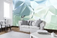 Флизелиновые 3д фотообои в интерьере 368x254 см Абстрактные стеклянные геометрические пастели (12115V8) +клей
