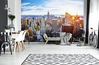 3 д флизелиновые фотообои город вид на Нью-Йорк (12116V)+клей