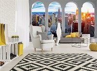 Флізелінові 3д фотошпалери на кухню місто хмарочоси 416x254 см Вид на Нью-Йорк за арками (12117VEXXXL) +клей - вид 7 мініатюра