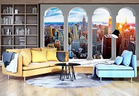 Флізелінові 3D фото шпалери місто 254x184 см Вид на Нью-Йорк за арками (12117V4)+клей - вид 9 мініатюра