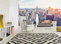 Город флизелиновые фотообои небоскребы 416x254 см 3Д Панорама мегаполиса Нью-Йорка (12119VEXXXL) +клей