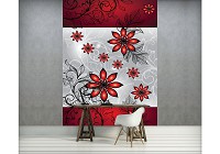 Природа флизелиновые фотообои 206x275 см Красные цветы на светлом фоне (1211VEA)+клей