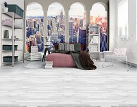 Флизелиновые фотообои город небоскребы 416x254 см 3Д Нью-Йорк за колоннами (12120VEXXXL) +клей