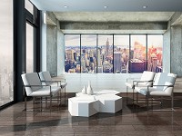 Флизелиновые фото обои с городом 254x184 см 3Д Вид из большого окна на Нью-Йорк (12121V4)+клей - вид 7 миниатюра