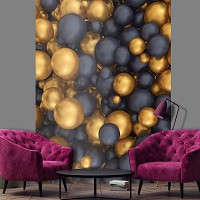 Флізелінові 3D фотошпалери 184x254 см Золоті та чорні кулі (12123V4A)+клей - вид 5 мініатюра