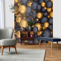 Флизелиновые 3D фото обои 206x275 см Золотые и черные шары (12123VEA)+клей