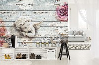 Флізелінові фотошпалери в інтер'єрі 460x300 см Ангелятко на дошках (12128V12) +клей