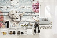 Флизелиновые фотообои с ангелами в интерьере 254x184 см (12128V4)+клей