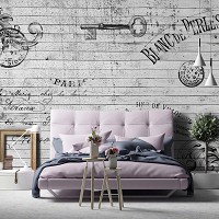 Флизелиновые фотообои надписи креатив 368x280 см Винтажная структура в стиле Прованс Париж (12129V10) +клей