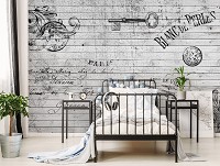 Флизелиновые фотообои с надписью 368x254 см Винтажная структура в стиле Прованс Париж (12129V8) +клей