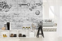 Флизелиновые фотообои надписи 312x219 см Винтажная структура в стиле Прованс Париж (12129VEXXL) +клей