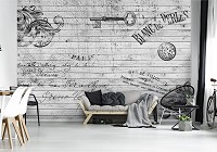 Флизелиновые фотообои под дерево 416x254 см Винтажная структура в стиле Прованс Париж (12129VEXXXL) +клей