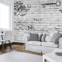 Флизелиновые фото обои с рисунком доски 254x184 см Винтажная структура в стиле Прованс Париж (12129V4)+клей