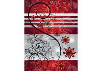 Флизелиновые фотообои для спальни 184x254 см Красные цветы и черные вензеля (1212V4A)+клей - вид 1 миниатюра