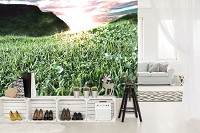 3d флизелиновые фотообои природа 416x254 см Молодая зеленая трава (12130VEXXXL) +клей