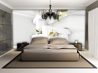 З д флизелиновые фотообои Абстрактные современные фигуры и цветы (12131V)+клей