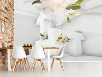 Флизелиновые 3d фото обои 254x184 см Абстрактные современные фигуры и цветы (12131V4)+клей