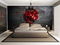 3д флизелиновые фотообои на стену 368x280 см Красный Череп Лофт (12133V10) +клей