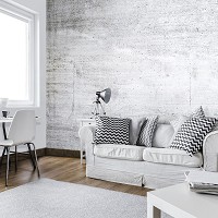 Флизелиновые фотообои ретро 368x254 см Имитация Структура Светло-серый Бетон (12138V8) +клей