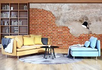 Флизелиновые фотообои в коридор 460x300 см Структура Кирпич Бетон Имитация Лофт (12140V12) +клей