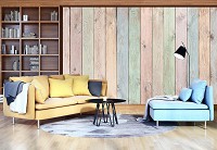 Флизелиновые фотообои в спальню 416x254 см Текстура пастельных деревянных досок (12142VEXXXL) +клей