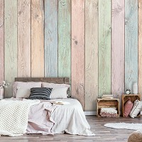Флизелиновые фотообои под дерево 368x254 см Текстура пастельных досок (12142V8) +клей