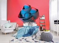 Абстракция флизелиновые фотообои 416x254 см Синий 3D объект на розовом фоне (12145VEXXXL) +клей