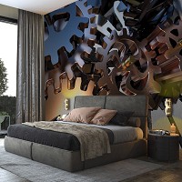 Триде флизелиновые фотообои 520x318 см Абстракция 3D современные шестерни (12146VEXXXXXL) +клей