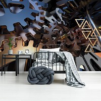 Флизелиновые фото обои три де 254x184 см Абстракция 3D современные шестерни (12146V4)+клей