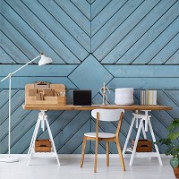 Флизелиновые фотообои под дерева 416x290 см Геометрия Синие доски (12152VEXXXXL) +клей