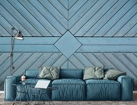 Флизелиновые фотообои квадраты 368x254 см Геометрия Синие доски (12152V8) +клей