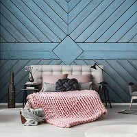 Флізелінові фото шпалери ромб 254x184 см Сині дошки (12152V4)+клей - вид 7 мініатюра