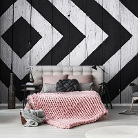 Флизелиновые фотообои под дерево 416x254 см Геометрия Черно-белые доски (12155VEXXXL) +клей