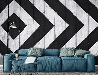Флизелиновые фотообои 368x280 см Геометрия Черно-белые доски (12155V10) +клей